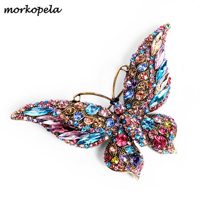 Morkopela Big Butterfly sagė Prabangios Kristalinės Sagės Moterims Vakarėliams Kalnų krištolo segtukai Drabužių Priedai