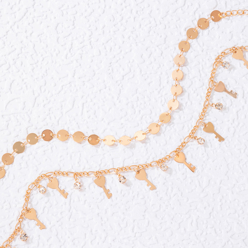 Tocona prívesky na kľúče, ozdobný prívesok na členok, lesklý kamienok, retiazka na nohy, nastaviteľná bohémska šperkovnica, darček pre ženy a mužov, 2 ks/sada 21470