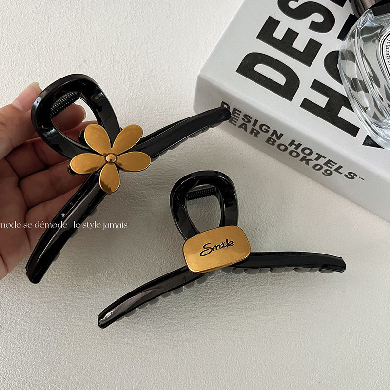 Retro Metal Floare Rășină Agraf Femeie Vară Agrafă Mare Rechin Elegant High-end Gheare Păr Accesorii pentru păr Femei