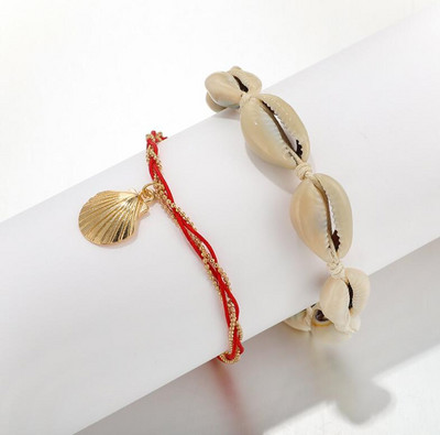 Tocona Tocona ciucuri ciucuri de scoici pentru femei colorate picătură de apă piatră sandale desculțe frânghie lanț pentru picioare bijuterii sumer