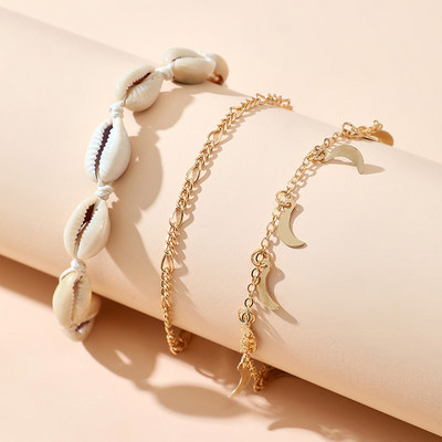 Tocona Tocona ciucuri ciucuri de scoici pentru femei colorate picătură de apă piatră sandale desculțe frânghie lanț pentru picioare bijuterii sumer