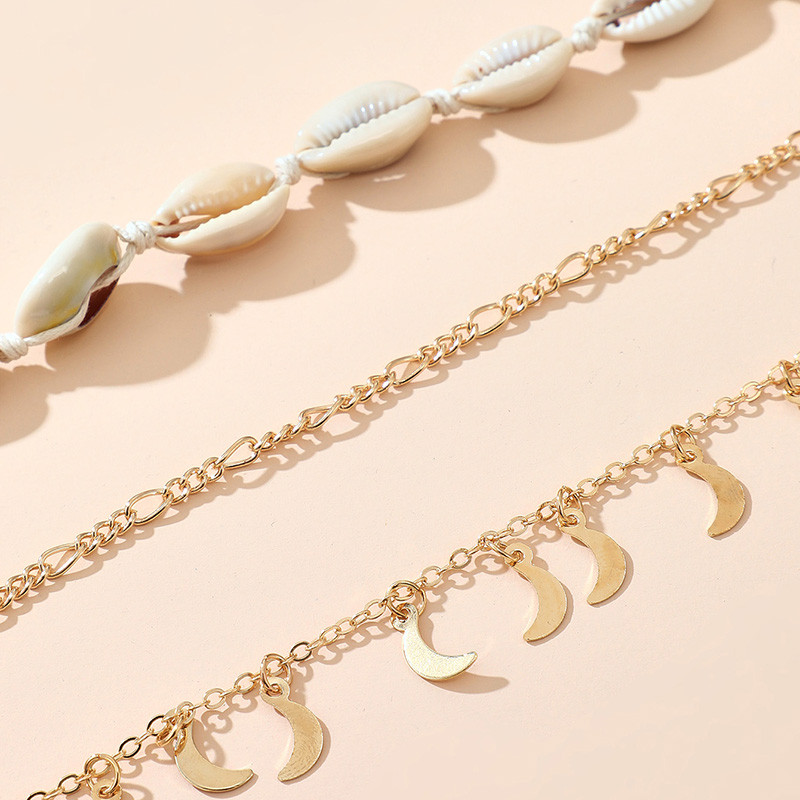 Tocona Tocona ciucuri ciucuri de scoici pentru femei colorate picătură de apă piatră sandale desculțe frânghie lanț pentru picioare bijuterii sumer