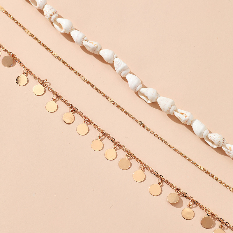 Tocona Tocona ciucuri ciucuri de scoici pentru femei colorate picătură de apă piatră sandale desculțe frânghie lanț pentru picioare bijuterii sumer