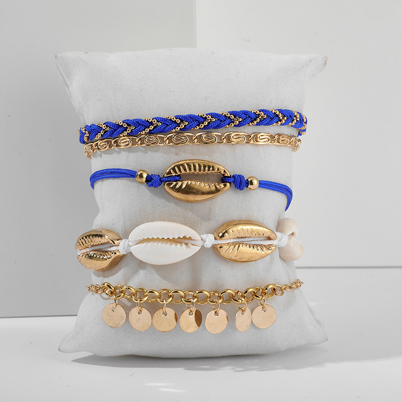 Tocona Tocona ciucuri ciucuri de scoici pentru femei colorate picătură de apă piatră sandale desculțe frânghie lanț pentru picioare bijuterii sumer