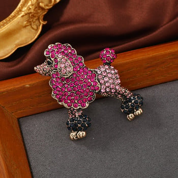 Morkopela Big Rhinestone Poodle Καρφίτσα σκύλου Καρφίτσες για γυναίκες Χαριτωμένα κονκάρδες για κουτάβι με κολάρο ζώων Καρφίτσα δώρο κοσμημάτων μόδας 2 χρωμάτων