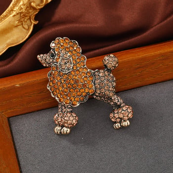 Morkopela Big Rhinestone Poodle Καρφίτσα σκύλου Καρφίτσες για γυναίκες Χαριτωμένα κονκάρδες για κουτάβι με κολάρο ζώων Καρφίτσα δώρο κοσμημάτων μόδας 2 χρωμάτων