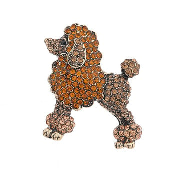 Morkopela Big Rhinestone Poodle Καρφίτσα σκύλου Καρφίτσες για γυναίκες Χαριτωμένα κονκάρδες για κουτάβι με κολάρο ζώων Καρφίτσα δώρο κοσμημάτων μόδας 2 χρωμάτων