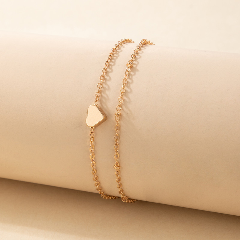 Tocona Lanț clasic inimă pentru picioare pentru femei, simplu, culoare auriu, aliaj, metal, glezne reglabile, accesorii de bijuterii de vară 17379