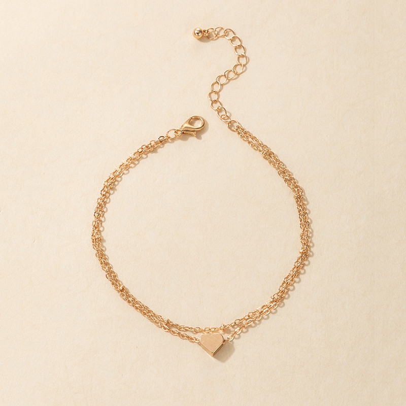 Tocona Lanț clasic inimă pentru picioare pentru femei, simplu, culoare auriu, aliaj, metal, glezne reglabile, accesorii de bijuterii de vară 17379