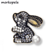 Morkopela Vintage Rabbit Pins Animal Zománc Tűk Brossok Kiegészítők Divat Pulóverek Ruhatűk Sálkapcsok Ajándékok Nőknek