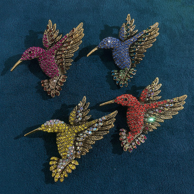 Morkopela új finom kristály strasszból, kolibri bross, női, színes jégmadár, állattűs bross, ékszer ajándékok lányoknak