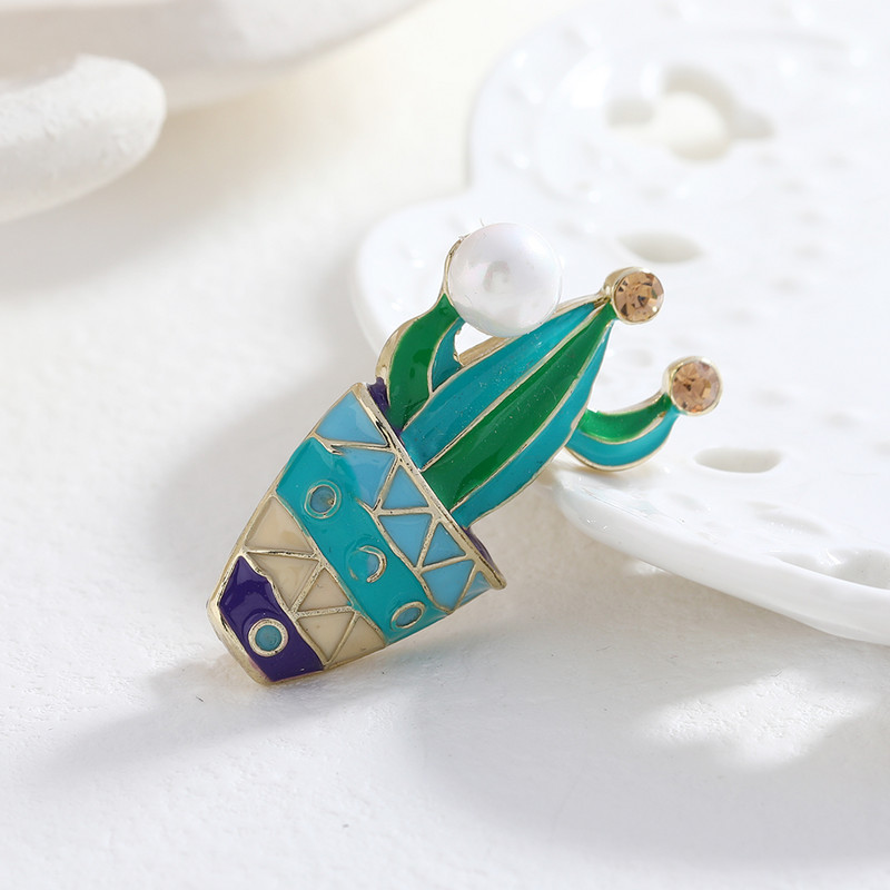 Broșe de plante Morkopela Cactus Strass Broșă drăguță cu ace emailată pentru fete Îmbrăcăminte dama paltoane Accesorii Bijuterii de modă