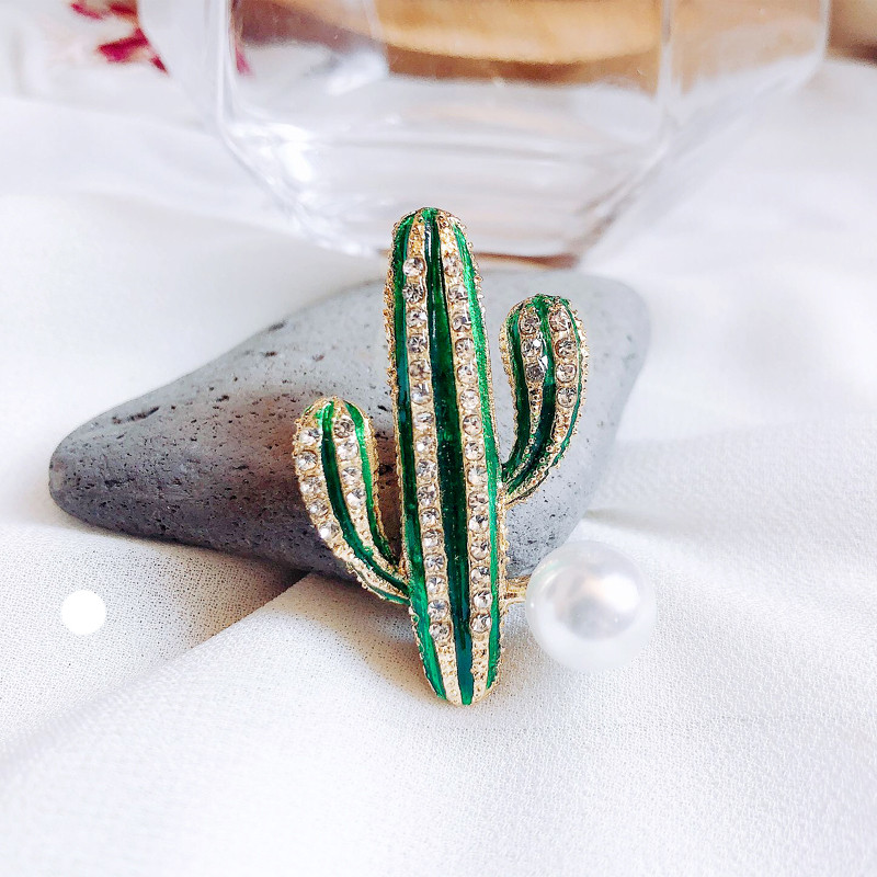 Broșe de plante Morkopela Cactus Strass Broșă drăguță cu ace emailată pentru fete Îmbrăcăminte dama paltoane Accesorii Bijuterii de modă