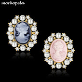 Morkopela Ace pentru broșă Cameo în stil victorian Broșe pentru costum vintage Broșe cu perle simulate Bijuterii Cadouri pentru femei