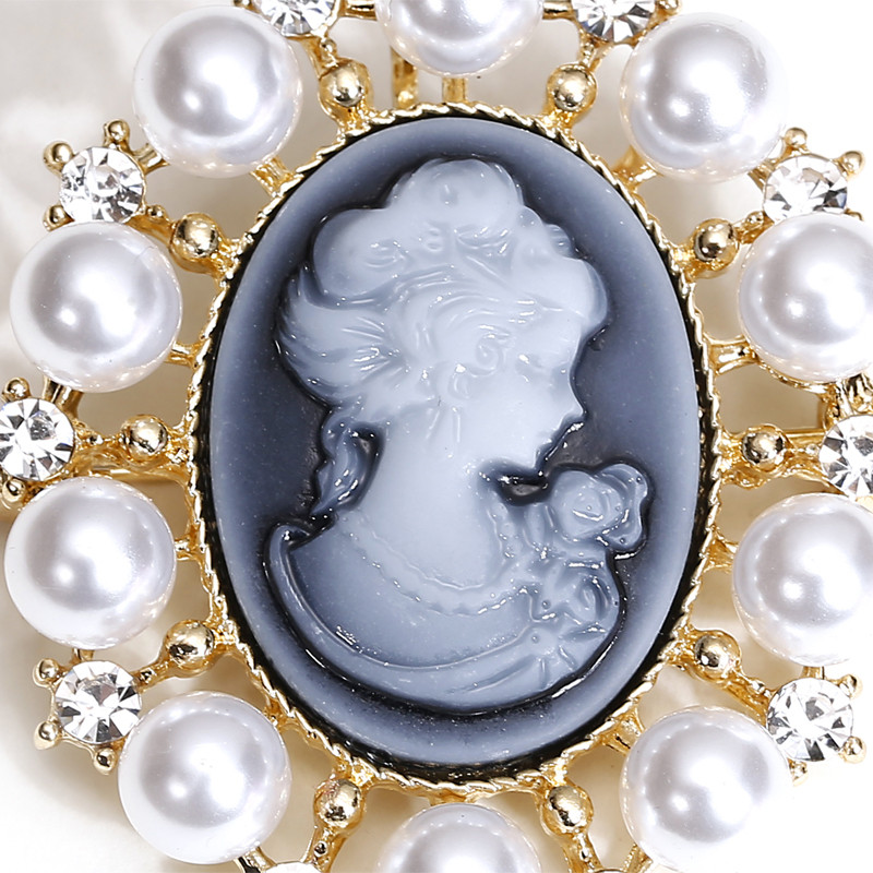 Morkopela Ace pentru broșă Cameo în stil victorian Broșe pentru costum vintage Broșe cu perle simulate Bijuterii Cadouri pentru femei