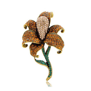 Morkopela Rhinestone Crystal Crystal Flower Καρφίτσες Vintage Champagne Flower Brooch Pin Κοσμήματα για Γυναικεία Ρούχα Κασκόλ Παλτό Δώρο