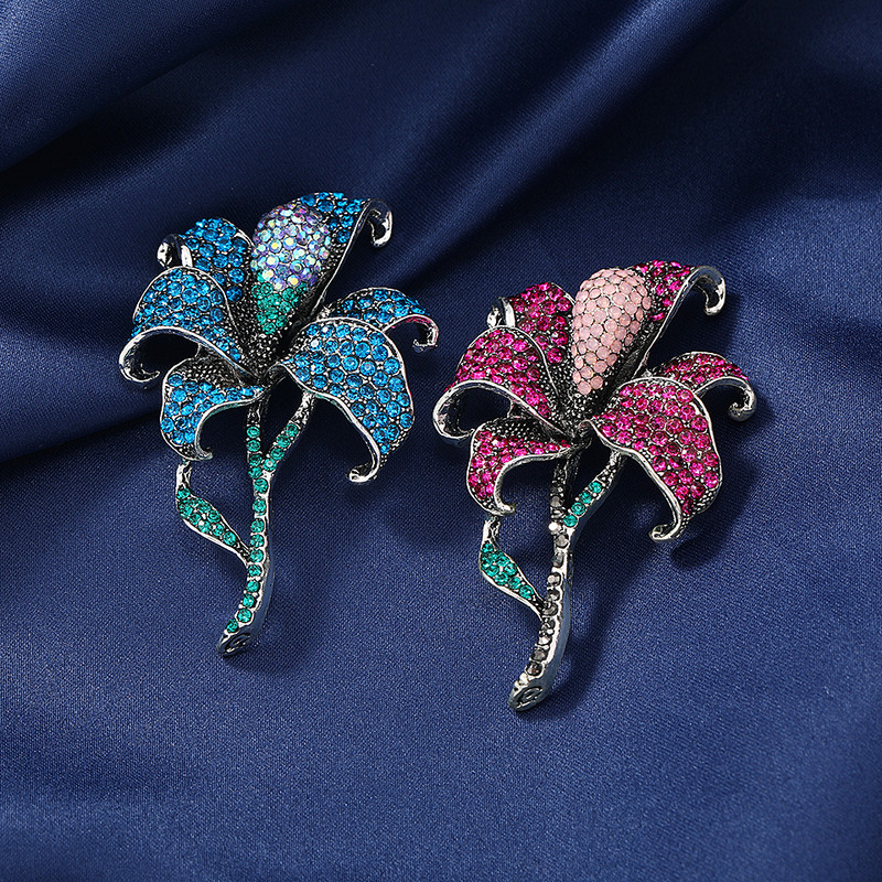 Broșe cu flori de crin cu stras de cristal Morkopela, broșă vintage cu flori de șampanie, bijuterii pentru femei, haine, eșarfă, haină, cadou