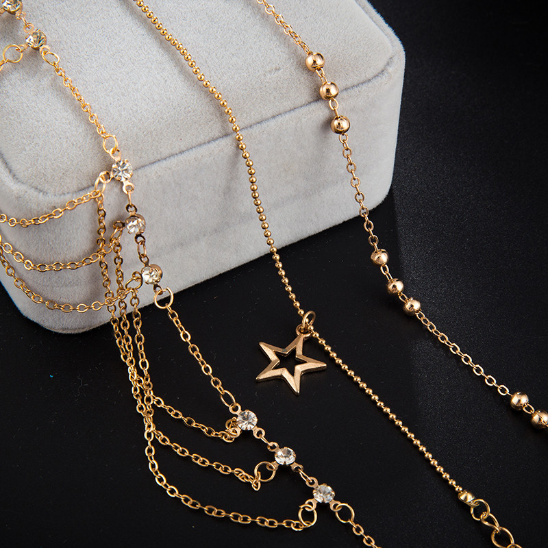 Tocona 3 buc/seturi de glezne de culoare aurie pentru femei, lanț de picior cu stea goală la modă, piatră de cristal transparentă, accesorii de bijuterii de vară 8143