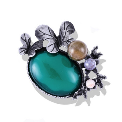 Morkopela Nature Stone Broșă mare Broșă de flori de epocă Buchet de haine Broșe și ace din metal antic pentru femei