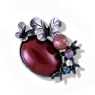 Morkopela Nature Stone Broșă mare Broșă de flori de epocă Buchet de haine Broșe și ace din metal antic pentru femei