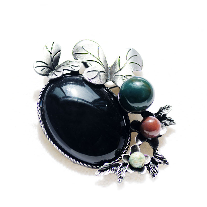 Morkopela Nature Stone Broșă mare Broșă de flori de epocă Buchet de haine Broșe și ace din metal antic pentru femei