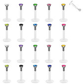 20 τμχ Tragus Retainer Clear Lip Studs Εύκαμπτο ακρυλικό 2mm CZ Gem Labret Monroe Δαχτυλίδι για τα χείλη/Tragus/Helix/Σκουλαρίκι σκουλαρίκι χόνδρου