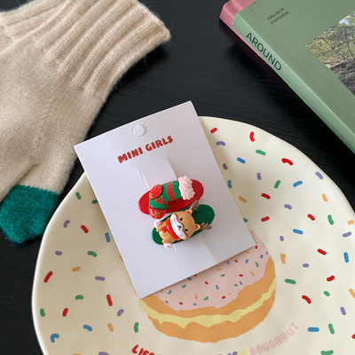 2 buc/pachet Agrafe de păr drăguțe de Crăciun Gingerbread Man Elk Clip Fetă Breton Agrafe de modă coreeană Duckbill Clips