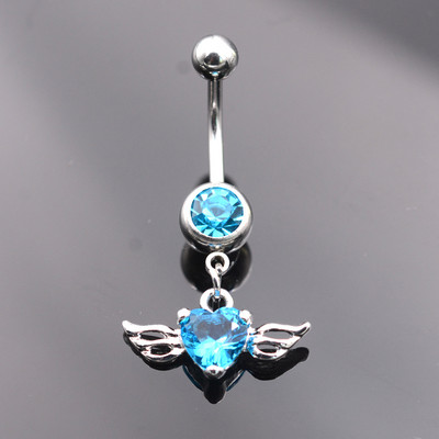 Starbeauty Angel Love Wing Srce Piercing za pupak Ombligo Crni cirkon Prsteni za pupak Prsten za piercing na trbuhu Nakit za bušenje ušiju