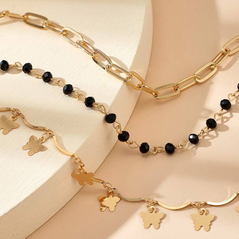 Tocona Boho Fluture Strălucitor Strass ciucuri gleznele pentru femei Colorate margele din aur aliaj metal lanț pentru picioare Bijuterii de vară 14121