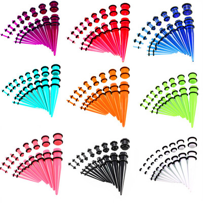 18 bucăți kit de întindere acrilic pentru urechi 14G-00G Set de calibre pentru urechi de pornire Set conic pentru targă pentru urechi, tuneluri, dopuri, set de expansiune, dilataciones