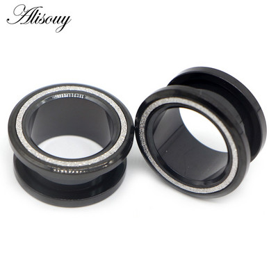 Alisouy 2 buc dopuri de urechi din oțel inoxidabil tunel calibre pentru urechi în carne Piercinguri goale tuneluri pentru urechi expansori bijuterii pentru corp de culori mixte