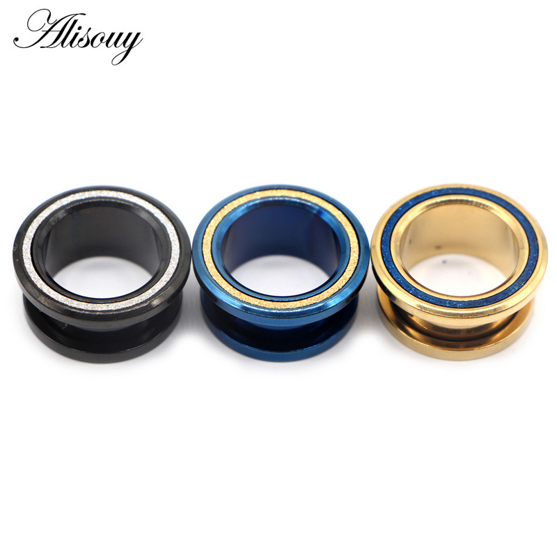 Alisouy 2 buc dopuri de urechi din oțel inoxidabil tunel calibre pentru urechi în carne Piercinguri goale tuneluri pentru urechi expansori bijuterii pentru corp de culori mixte