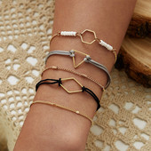 Tocona 5 buc/seturi gleznele cu frânghie colorate pentru femei, bărbați, brelocuri scobite, lanț pentru picioare cu margele, bijuterii de vară reglabile 8217