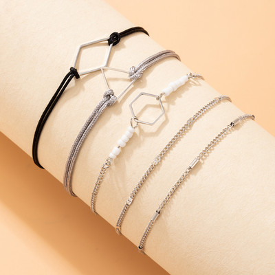 Tocona 5 buc/seturi gleznele cu frânghie colorate pentru femei, bărbați, brelocuri scobite, lanț pentru picioare cu margele, bijuterii de vară reglabile 8217