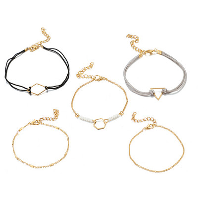 Tocona 5 buc/seturi gleznele cu frânghie colorate pentru femei, bărbați, brelocuri scobite, lanț pentru picioare cu margele, bijuterii de vară reglabile 8217