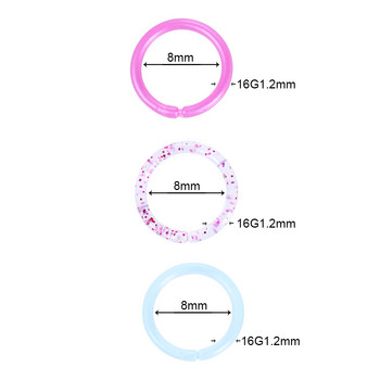 8 бр./лот 16G Bioplast Гъвкави пръстени за обръч за нос Преграда Clicker Пиърсинг Сегмент Шарнирна обеца за устна на носа Helix Пиърсинг Бижута