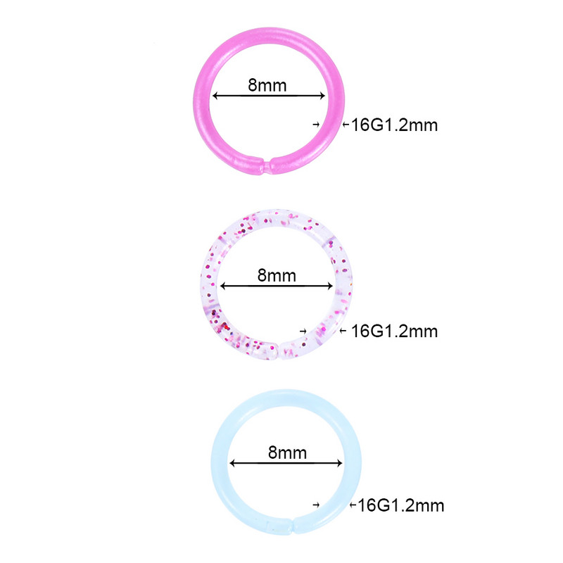 8 buc/lot 16G Bioplast Inele flexibile pentru nas Piercing septum Clicker Segment cu balamale pentru nas buză cercei Helix Piercing bijuterii