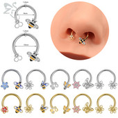 ZS 1 db Cute Bee Design orrgyűrű 16G rozsdamentes acél patkók Nariz piercing fülporc Tragus Helix piercingek ékszerek