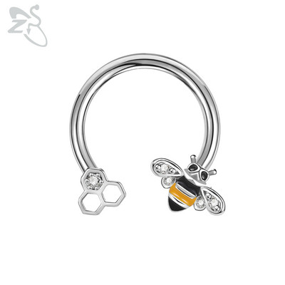 ZS 1 db Cute Bee Design orrgyűrű 16G rozsdamentes acél patkók Nariz piercing fülporc Tragus Helix piercingek ékszerek