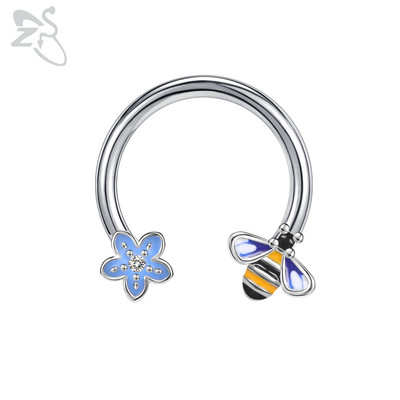 ZS 1 db Cute Bee Design orrgyűrű 16G rozsdamentes acél patkók Nariz piercing fülporc Tragus Helix piercingek ékszerek