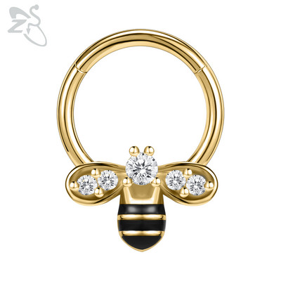 ZS 1 db Cute Bee Design orrgyűrű 16G rozsdamentes acél patkók Nariz piercing fülporc Tragus Helix piercingek ékszerek