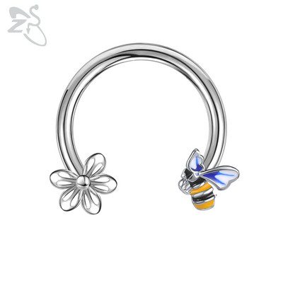 ZS 1 db Cute Bee Design orrgyűrű 16G rozsdamentes acél patkók Nariz piercing fülporc Tragus Helix piercingek ékszerek