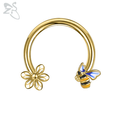 ZS 1 db Cute Bee Design orrgyűrű 16G rozsdamentes acél patkók Nariz piercing fülporc Tragus Helix piercingek ékszerek