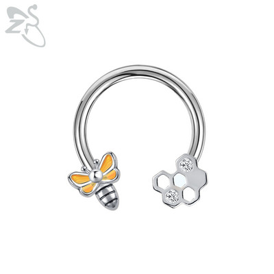 ZS 1 db Cute Bee Design orrgyűrű 16G rozsdamentes acél patkók Nariz piercing fülporc Tragus Helix piercingek ékszerek