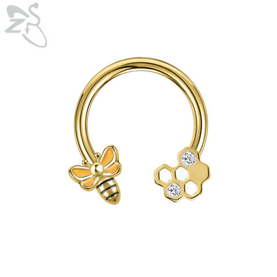 ZS 1 db Cute Bee Design orrgyűrű 16G rozsdamentes acél patkók Nariz piercing fülporc Tragus Helix piercingek ékszerek