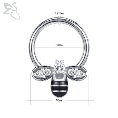 ZS 1 db Cute Bee Design orrgyűrű 16G rozsdamentes acél patkók Nariz piercing fülporc Tragus Helix piercingek ékszerek