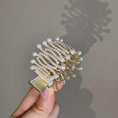 Agrafă de coadă de cal înaltă cu stras de perle de modă coreeană 2022, temperament de vară, cleme cu gheare de rechin, accesorii de păr pentru femei