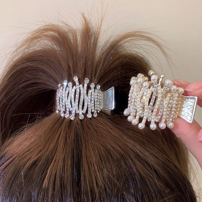Agrafă de coadă de cal înaltă cu stras de perle de modă coreeană 2022, temperament de vară, cleme cu gheare de rechin, accesorii de păr pentru femei