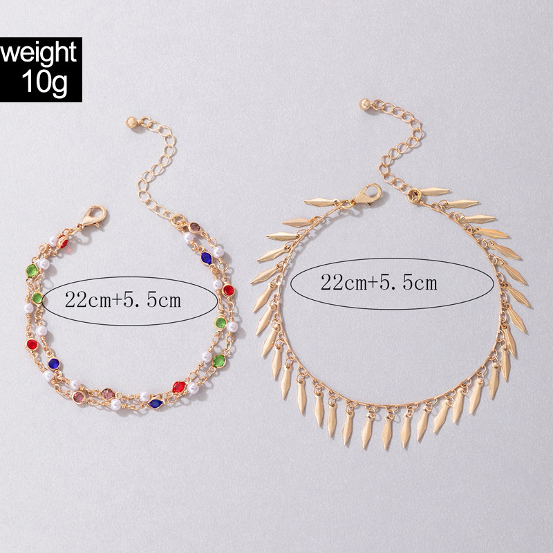 Tocona Boemia colorate gleznele cu margele pentru femei Brelocuri auriu ciucuri lant pentru picioare din aliaj bijuterii reglabile 3buc/seturi 22763