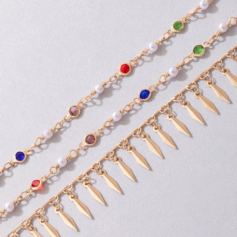 Tocona Boemia colorate gleznele cu margele pentru femei Brelocuri auriu ciucuri lant pentru picioare din aliaj bijuterii reglabile 3buc/seturi 22763